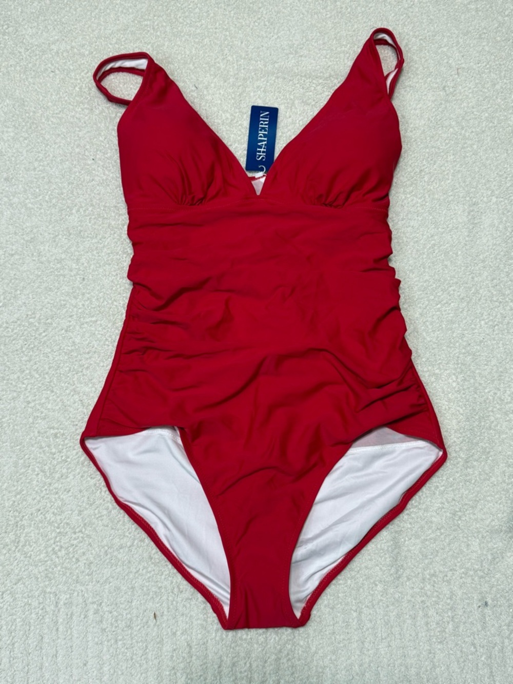 Red One-Piece Swimwear - Women's V-Neck Swimsuit